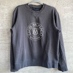 Club Monaco Vintage Heritage Crest Sweatshirt Washed Black Size L